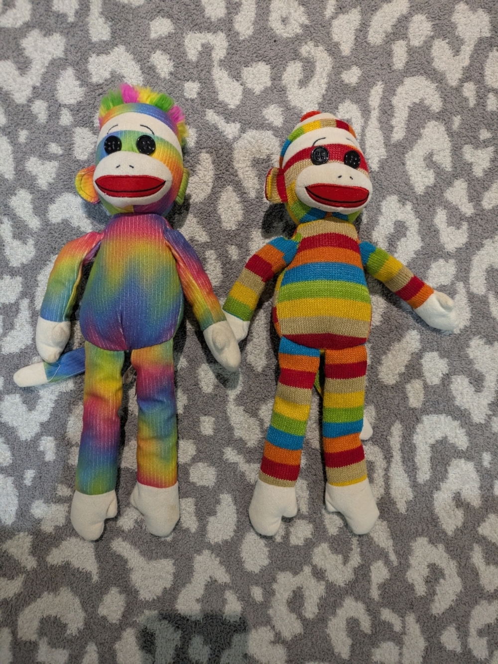 ✨3/25$ Beanie Baby Sock Monkeys Duo - Rainbow Sock Monkey + Striped Sock Monkey